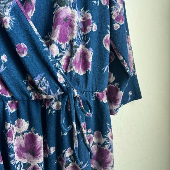 Charming Charlie Knit Floral Dress Blue Purple Wrap - Picture 5 of 9